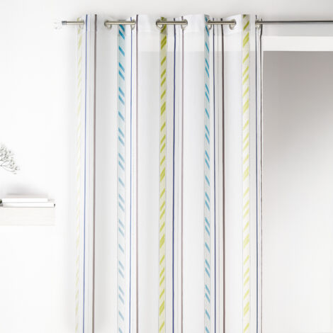Voilage organza à rayures verticales Bleu 140x260 cm