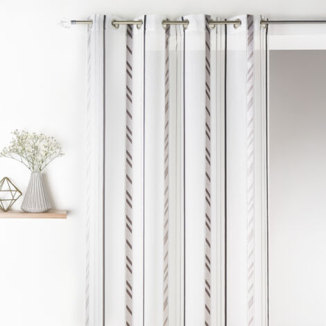 Voilage organza à rayures verticales Gris clair 140x260 cm