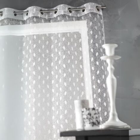 Voilage organza brodé à imprimés fantaisies Blanc 140x240 cm