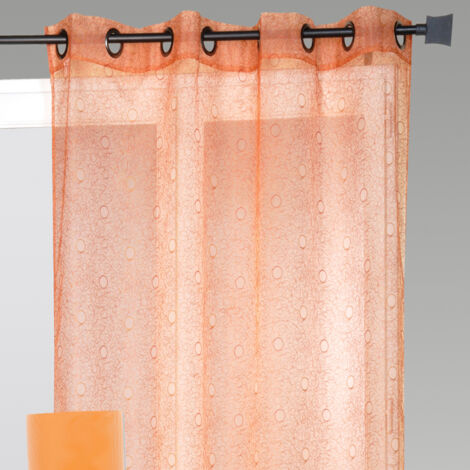 Voilage organza brodé bulles Terracotta 140x240 cm