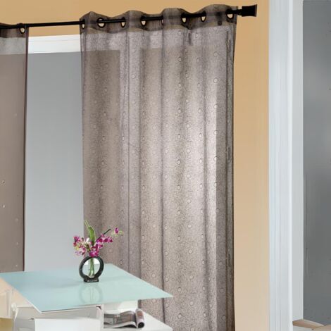 Voilage organza gribouillis et bulles brodée Gris clair 140x240 cm