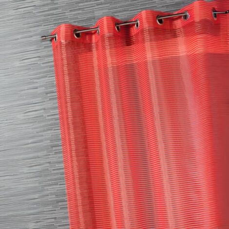 Voilage Organza Rayures Fantaisies Orange corail 140x240 cm