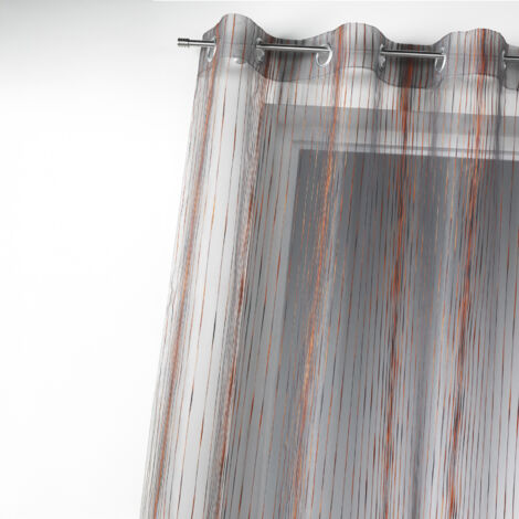 Voilage organza rayures verticales tissées Cuivre 140x260 cm