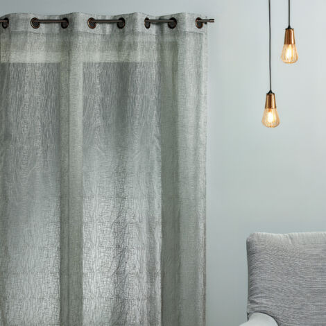 Voilage Picasso en organza brodé Gris clair 140x240 cm