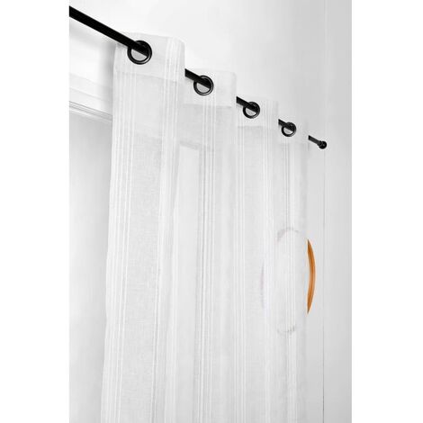 Voilage Rayures Verticales - 145x260cm - Blanc