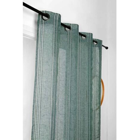 Voilage Rayures Verticales - 145x260cm - Vert foncé