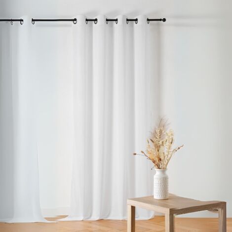 Voilage recyclé blanc tissé en France - 145x240cm - Blanc