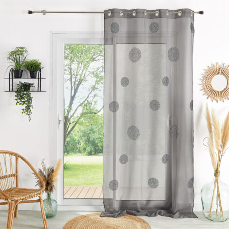 Voilage tamisant à broderies Gris clair 140x260 cm