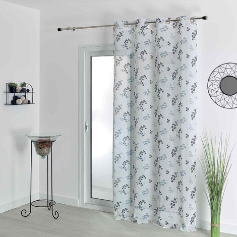 Voilage tamisant en étamine fleurie Gris clair 140x240 cm