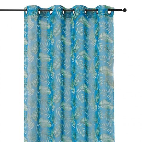 Voilage tendance motif végétal - 150x260cm - Bleu