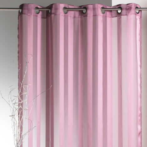 Voilage tissé à Rayures Vieux rose 140x250 cm