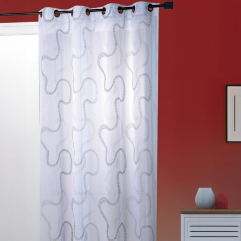 Voilage tissé et brodé en zig zag Noir 140x240 cm