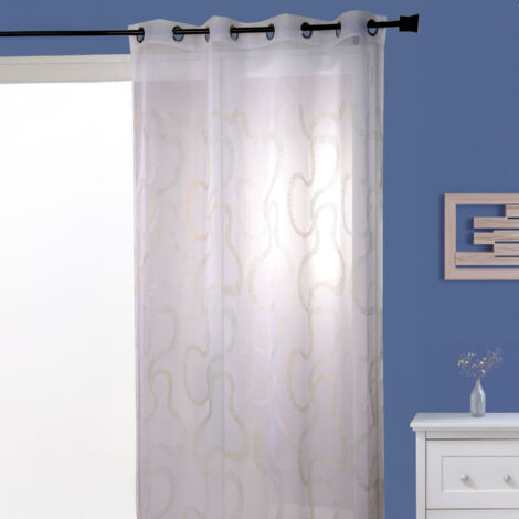 Voilage tissé et brodé en zig zag Vert clair 140x240 cm