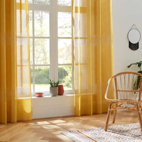 Voilage tissé sablé "Sab" 140 x 240 cm Atmosphera - Couleur: Ocre