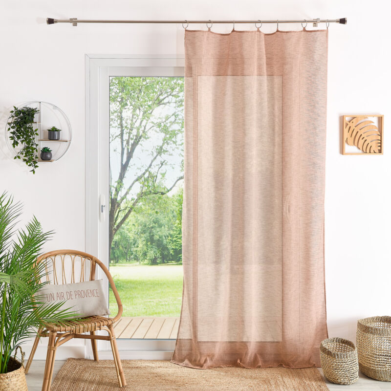 Voilage uni à anneaux Cuivre 140x240 cm