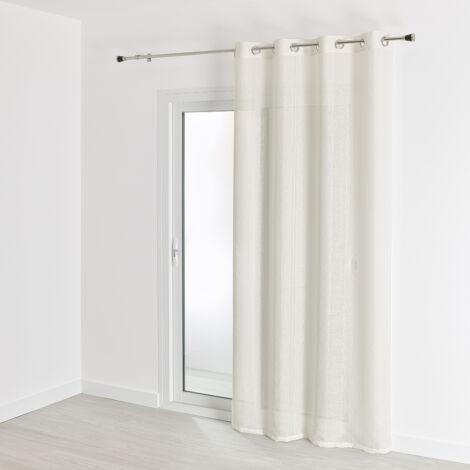 Voilage uni à rayures fantaisie Blanc 140x280 cm