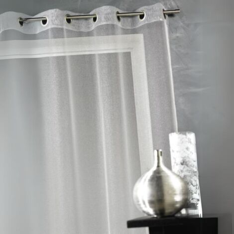 Voilage uni avec fils en lurex Argent 140x260 cm