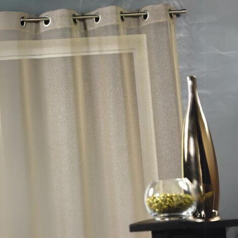 Voilage uni avec fils en lurex Beige 140x260 cm