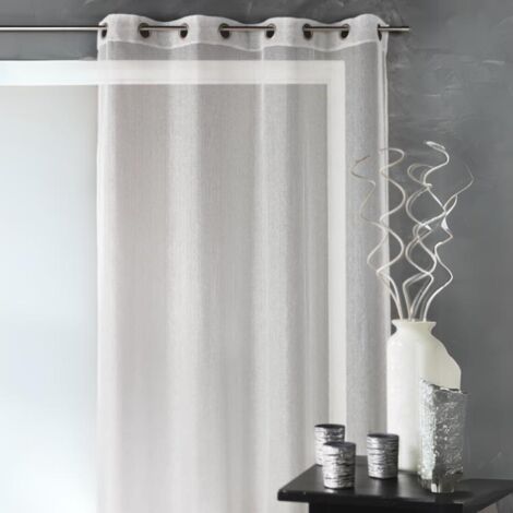 Voilage uni avec fils en lurex Blanc 140x260 cm