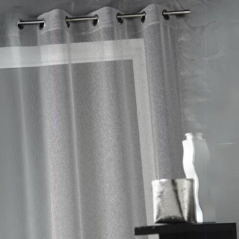 Voilage uni avec fils en lurex Noir 140x260 cm