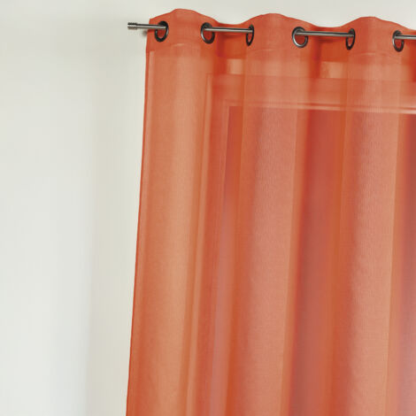 Voilage uni avec rayures ton sur ton Orange corail 145x260 cm