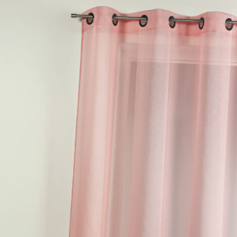 Voilage uni avec rayures ton sur ton Rose Boudoir 145x260 cm
