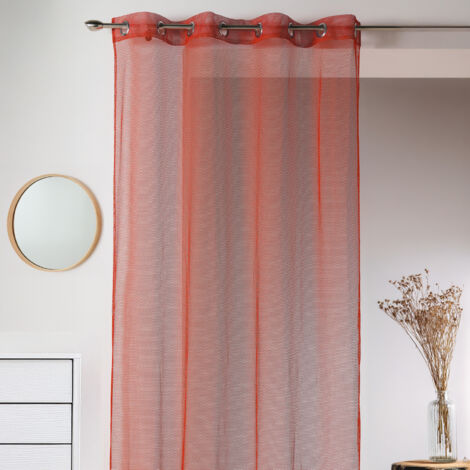 Voilage uni en maille filet Rouge Orangé 140x260 cm