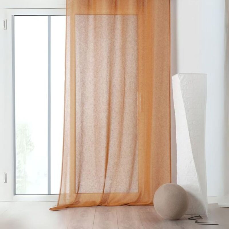 Rideau Voilage poly-lin galon fronceur Cuivre 145x240 cm