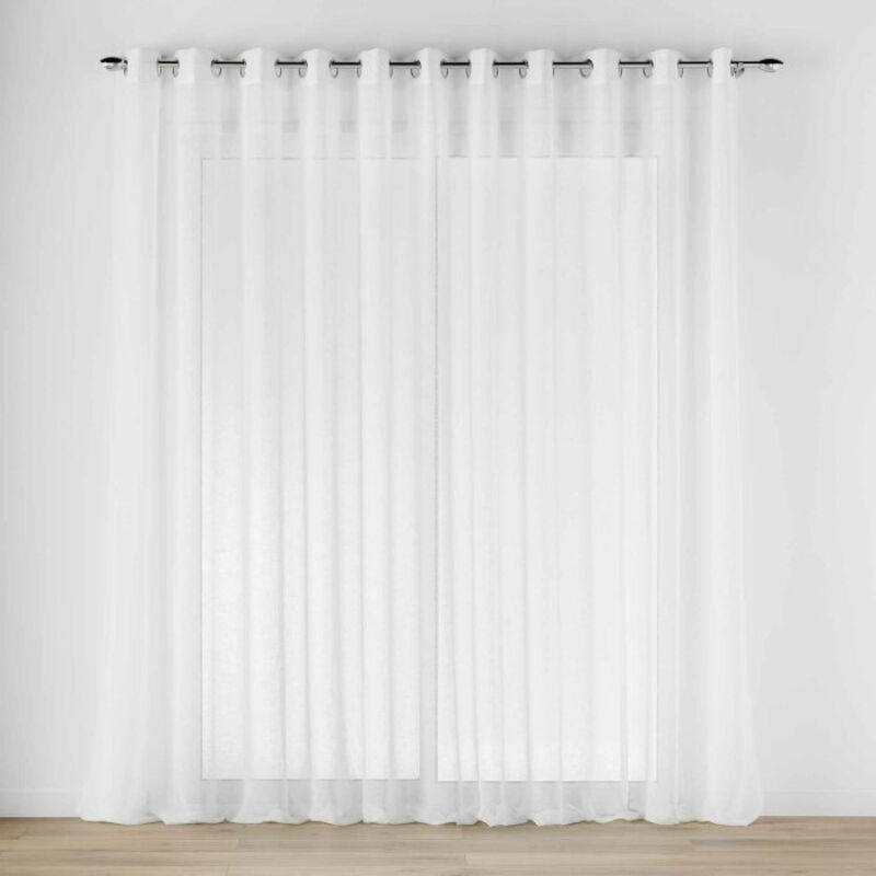 Voilage à Oeillets Voile Tissé carlin - Blanc - 400x240 cm.