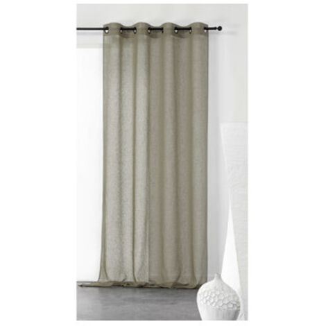 Voilage uni et tamisant en poly/lin Vert Olive 150x240 cm