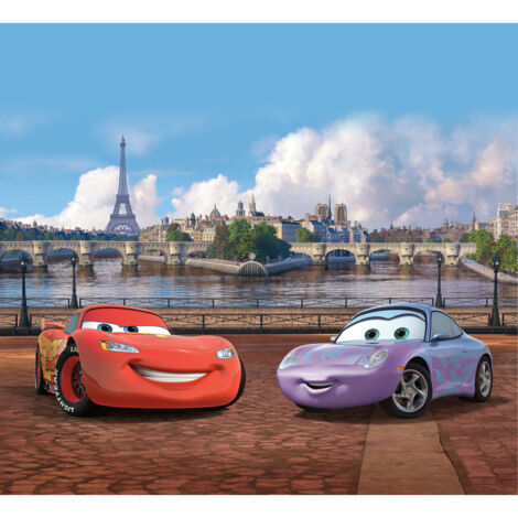 Voilage XL Cars Motifs Flash Mc Queen et Sally Carrera à Paris de Disney 180X160 cm