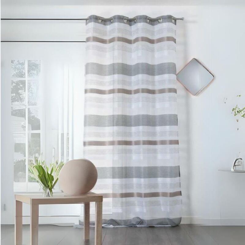 Voilage à Jeux de Rayures Colorées Gris clair 140x255 cm