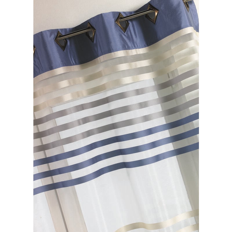 Voilage en Organza rayé et Coloré Bleu 140x260 cm