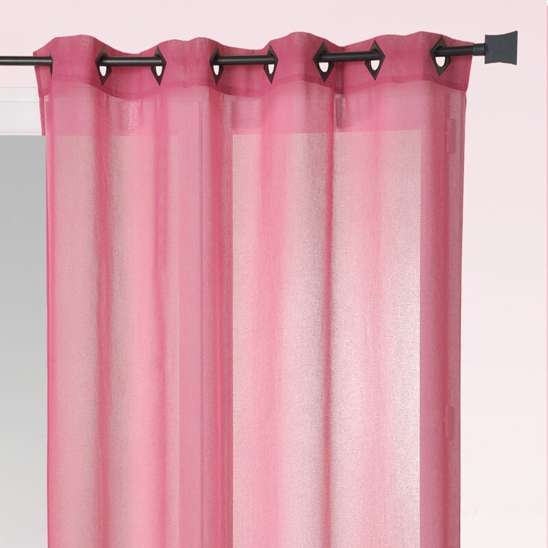 Voilage en Etamine Légère Unie Rose Blush 240x260 cm