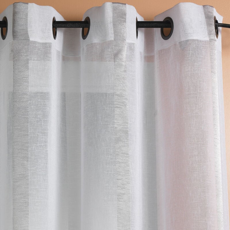 Voilage Etamine Rayures verticales Blanc 150x260 cm