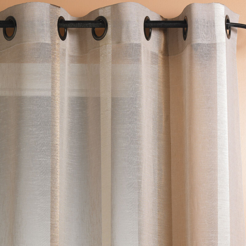 Voilage Etamine Rayures verticales Beige 150x260 cm