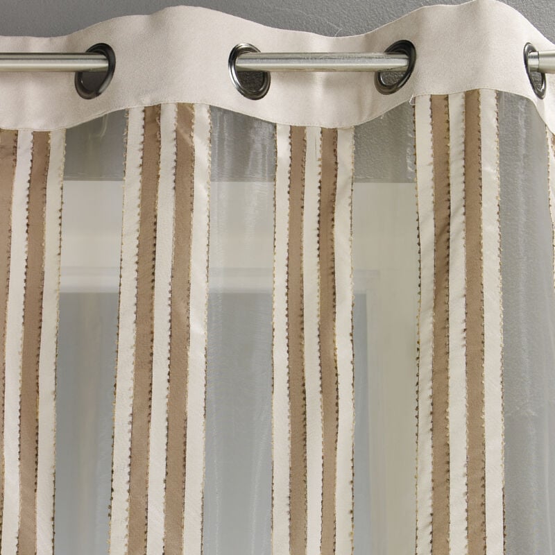 Voilage en Organza Rayures verticales Beige 140x260 cm