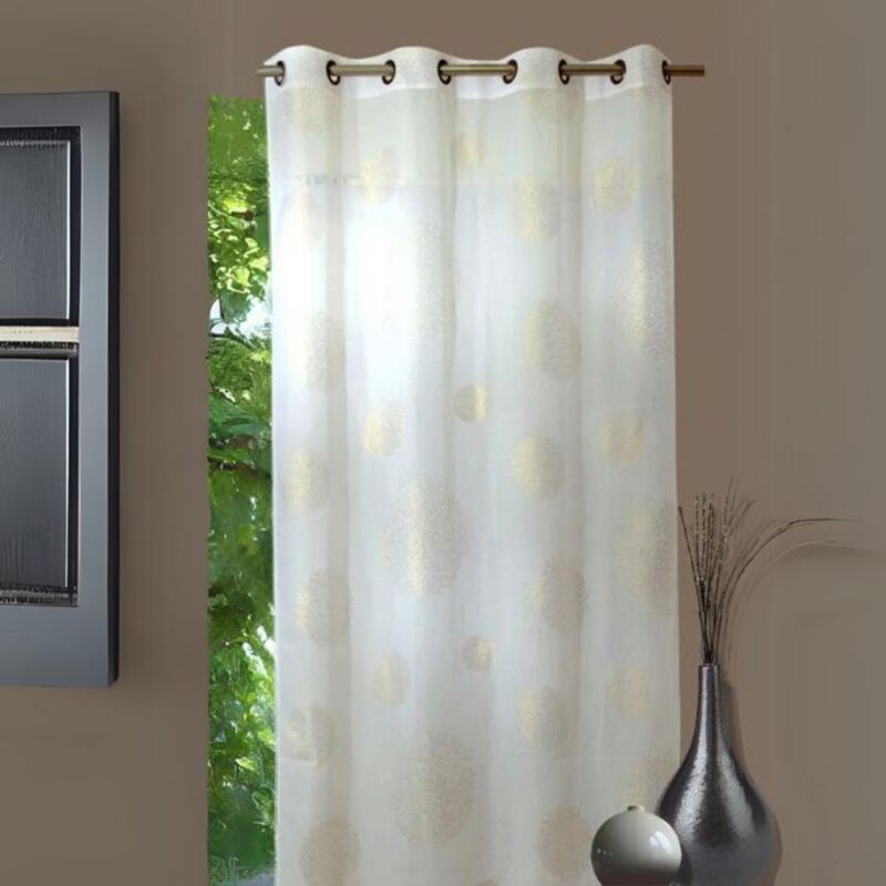 Voilage en Etamine Impression Argent Doré 140x240 cm
