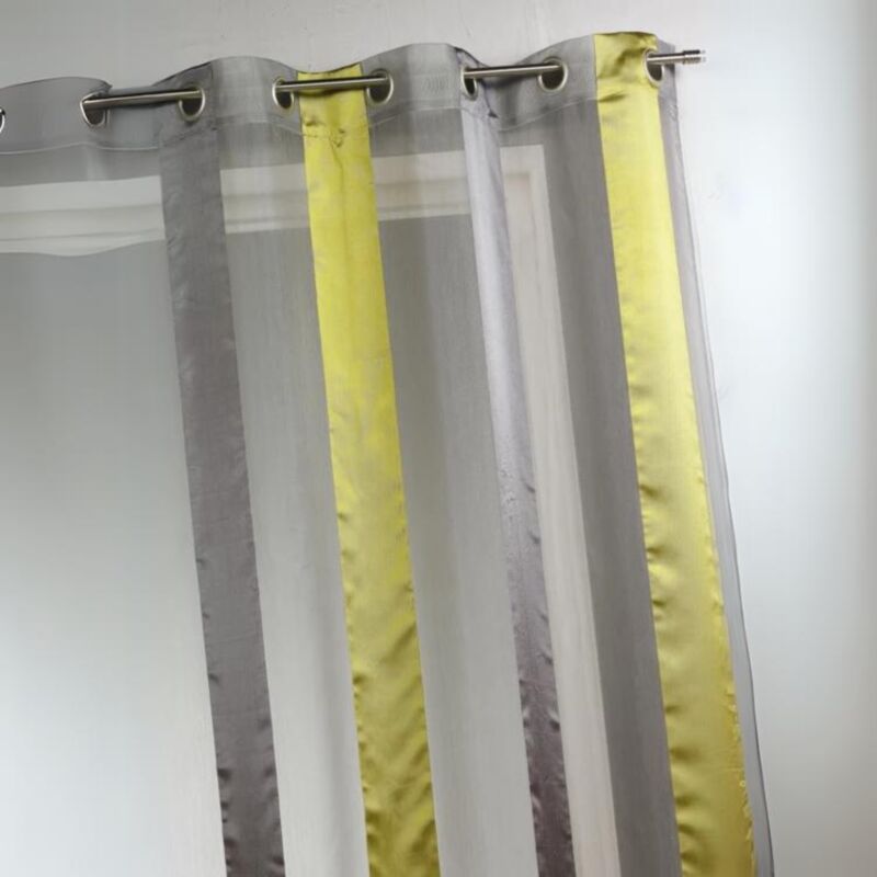 Voilage bicolore à rayures verticales Vert tilleul 140x260 cm