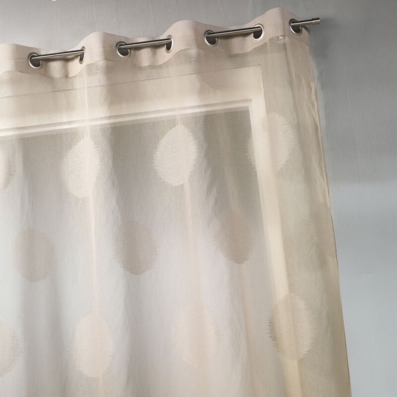 Voilage en étamine à gros pois Taupe 140x240 cm