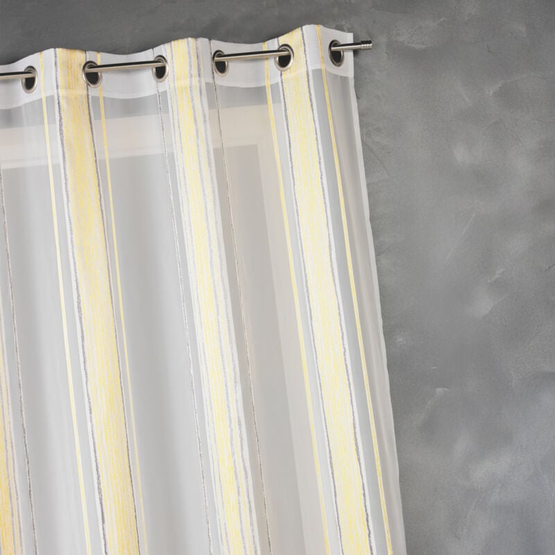 Voilage en jacquard à fines rayures verticales Jaune 140x260 cm
