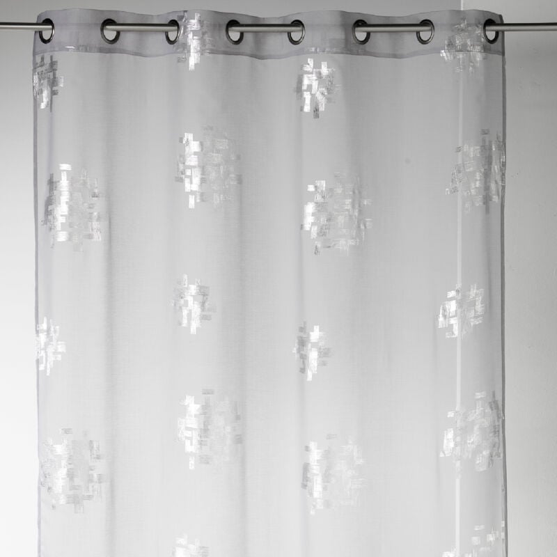 Voilage - Effet lin imprimés argentés Gris clair 140x240 cm