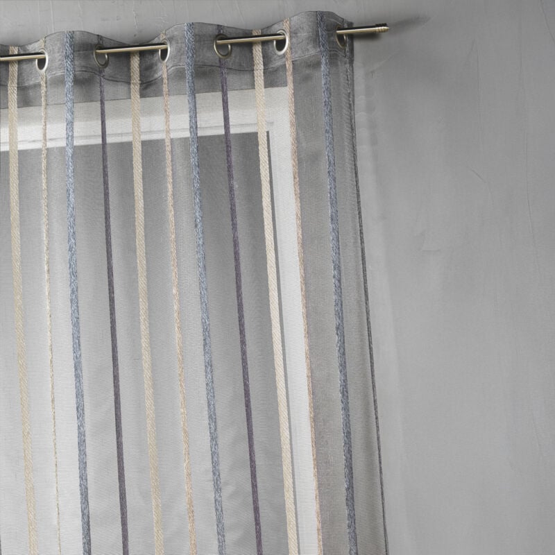 Voilage fantaisie à rayures verticales Gris anthracite 140x260 cm