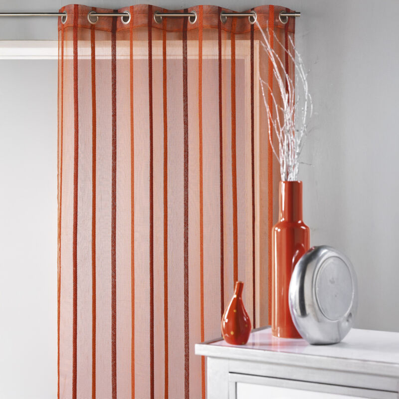 Voilage fantaisie à rayures verticales Bordeaux 140x260 cm