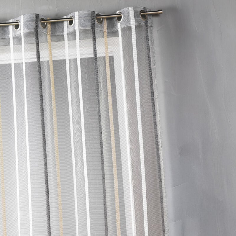 Voilage fantaisie à rayures verticales Gris clair 140x260 cm