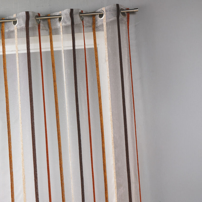 Voilage fantaisie à rayures verticales Taupe 140x260 cm