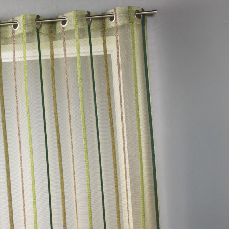 Voilage fantaisie à rayures verticales Vert tilleul 140x260 cm