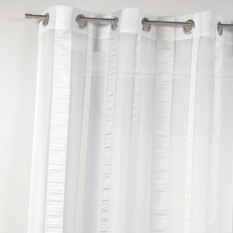 Voilage en organza à rayures verticales Gris clair 150x260 cm