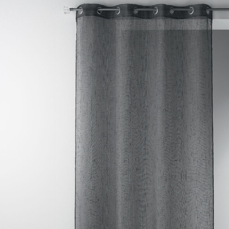 Voilage uni avec fils de lurex polyester gris anthracite 140x240 cm