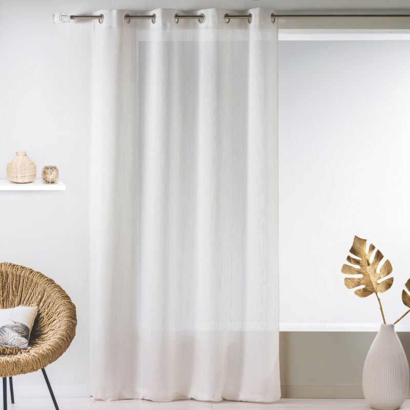 Voilage à rayures verticales ton sur ton Ivoire 145x260 cm